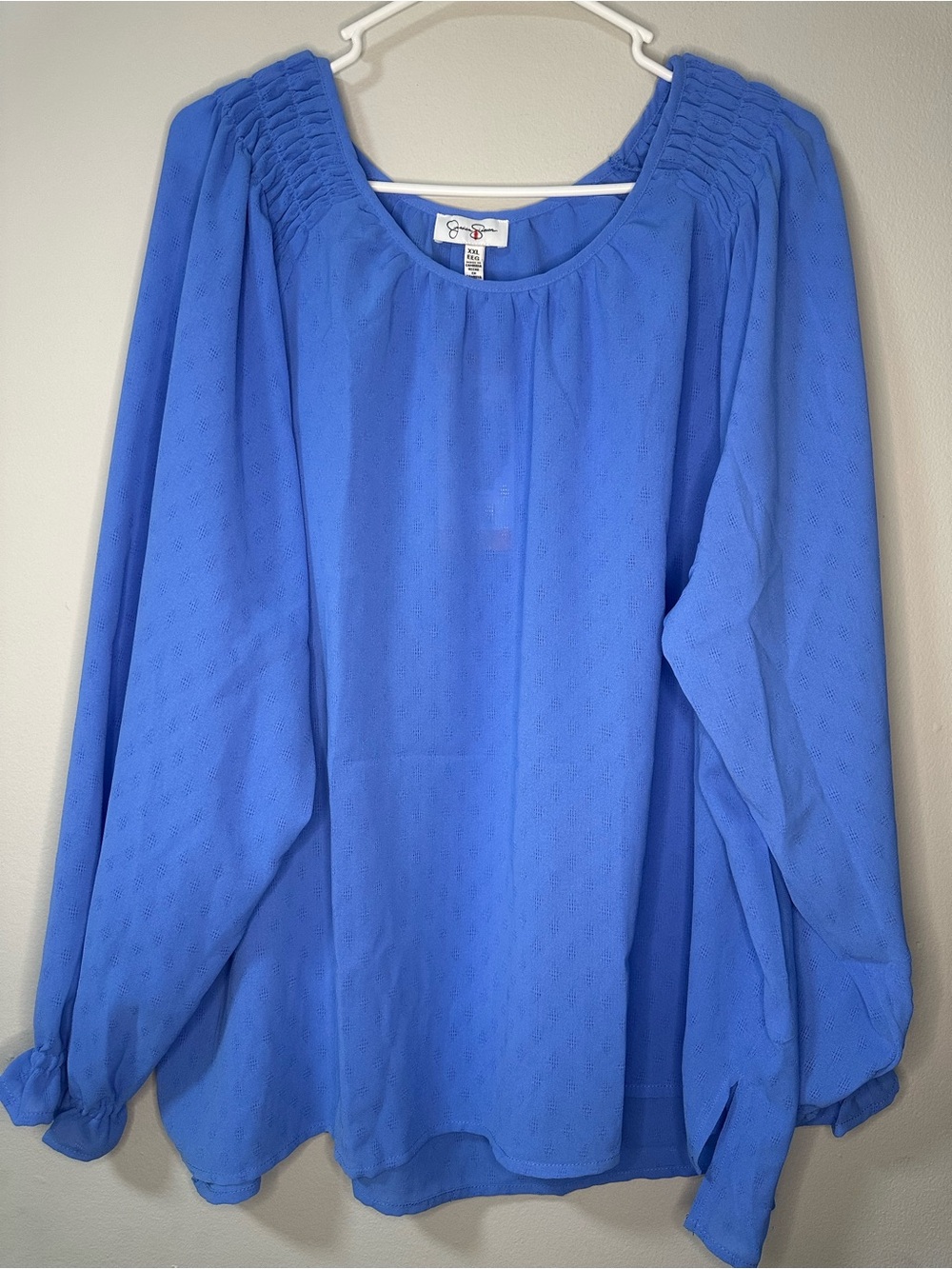 Jessica Simpson Cobalt Blue Smocked Yoke Peasant Blouse